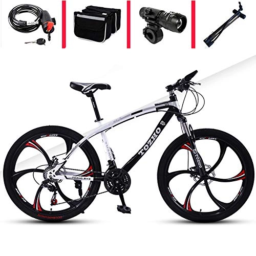 Mountain Bike : AP.DISHU Mountain Bike Male And Female Double Disc Brake Off-Road Racing 26 Inch / 27-Speed Light Adult Cross Country Bicycle, Black, 24 INCH