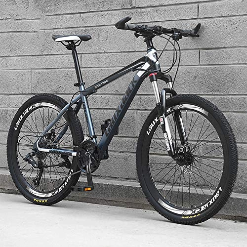Mountain Bike : AP.DISHU Mountain Bikes Bicycles 27 Speeds Lightweight Carbon Steel Frame Disc Brake Spoke Wheel Young Men And Women Road Bike, Gray, 26inch