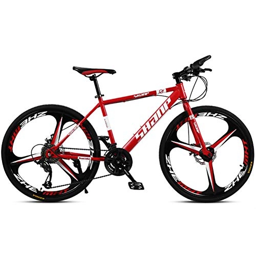 Mountain Bike : AP.DISHU Unisex Outroad Mountain Bikes All-Terrain Dual Disc Brake Mountain Bike 24 Inch Aluminum Alloy Wheels, Red, 21 Speed