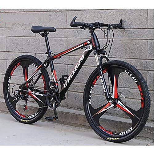 Mountain Bike : AXH Mountain Bike 24 inch 24 speed High Carbon Steel Full Suspension Frame Bicycles Gears Dual Disc Brakes Mountain Outroad Bicycle for Office Workers Students Commuting, black red, 24 inch 24 speed