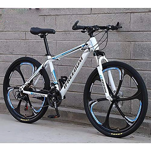 Mountain Bike : AXH Mountain Bike 26 inch 27 speed High Carbon Steel Full Suspension Frame Bicycles Gears Dual Disc Brakes Mountain Outroad Bicycle for Office Workers Students Commuting, White blue, 26 inch 27 speed