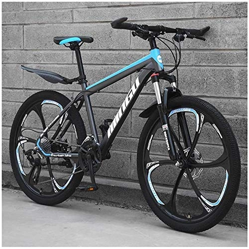 Mountain Bike : AYHa 26 inch Men's Mountain Bikes, High-Carbon Steel Hardtail Mountain Bike, Mountain Bicycle with Front Suspension Adjustable Seat, 21 Speed, 24 Speed, Black Red 3 Spoke