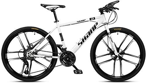 Mountain Bike : AYHa 26 inch Mountain Bikes, Men's Dual Disc Brake Hardtail Mountain Bike, Bicycle Adjustable Seat, High-Carbon Steel Frame, 21 Speed, 30 Speed, Yellow 6 Spoke