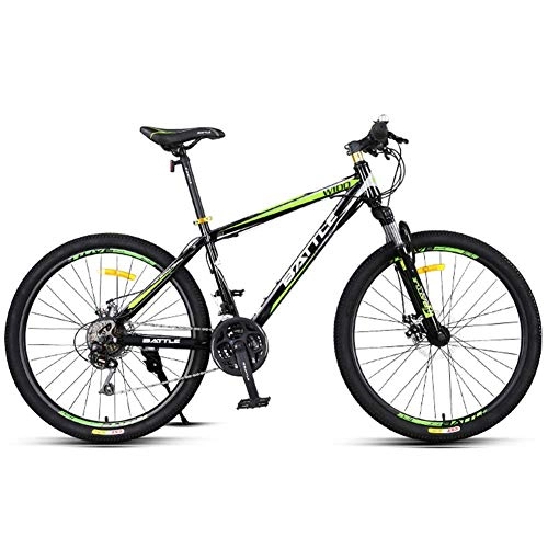 Mountain Bike : AZYQ 24-Speed Mountain Bikes, 26 inch Adult High-Carbon Steel Frame Hardtail Bicycle, Men's All Terrain Mountain Bike, Anti-Slip Bikes, Green, Green