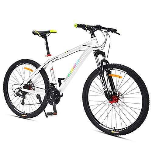 Mountain Bike : AZYQ 27-Speed Mountain Bikes, Front Suspension Hardtail Mountain Bike, Adult Women Mens All Terrain Bicycle with Dual Disc Brake, Red, 24 inch, White, 24 Inch