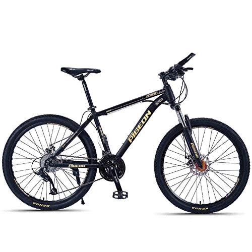 Mountain Bike : AZYQ Adult Mountain Bikes, 26 inch High-Carbon Steel Frame Hardtail Mountain Bike, Front Suspension Mens Bicycle, All Terrain Mountain Bike, Gold, 27 Speed, Gold, 24 Speed