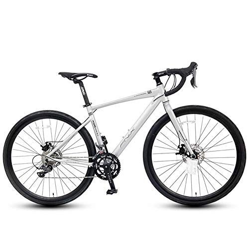 Mountain Bike : AZYQ Adult Road Bike, 16 Speed Student Racing Bicycle, Lightweight Aluminium Road Bike with Hydraulic Disc Brake, 700 * 32C Tires, Silver, Straight Handle, Silver, Bent Handle