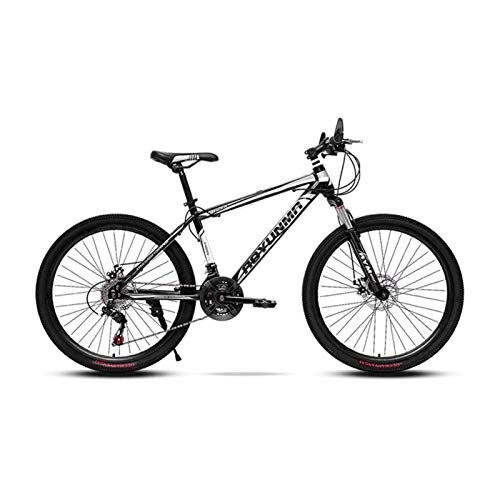 Mountain Bike : B-D Mountain Bike 26 Inch, 21 / 24 / 27 Speed with Double Disc Brake, Spoke Wheel, Adult MTB, Hardtail Bicycle with Adjustable Seat, Black, 21 SPEED