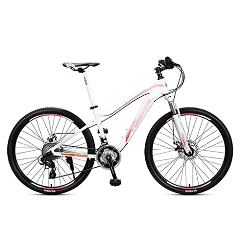 Mountain Bike : BaiHogi Professional Racing Bike, Mountain Bike, 26”Men / Women Hardtail Bike, Alumiframe with Disc Brakes and Front Suspension, 27 Speed / Pink (Color : Pink, Size : -)
