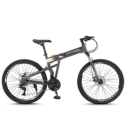 Mountain Bike : Bananaww 26-inch Mountain Bike, 24 Speed Mountain Bicycle With High Carbon Steel Frame and Double Disc Brake, Dual Full Suspension Shock-Absorbing Men and Women's Outdoor Cycling Road Bike