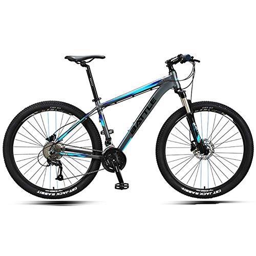 Mountain Bike : BCX 27.5 inch Mountain Bikes, Adult Men Hardtail Mountain Bikes, Dual Disc Brake Aluminum Frame Mountain Bicycle, Adjustable Seat, Blue, 27 Speed