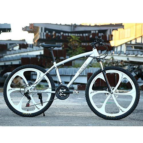 Mountain Bike : Bdclr 24-speed 26-inch mountain bike fashion color Overall wheel Student mountain bike, silversixknife