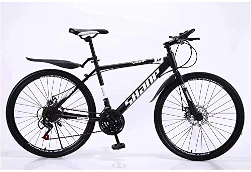 Mountain Bike : BECCYYLY Mountain bike Mountain Bike, 24 / 26 Inch Double Disc Brake, Adult MTB Country Gearshift Bicycle, Hardtail Mountain Bike with Adjustable Seat Carbon Steel Black Spoke Wheel, bicycle