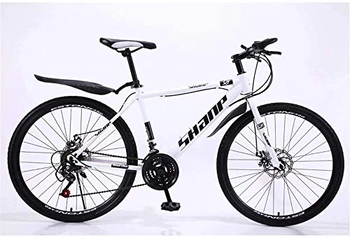 Mountain Bike : BECCYYLY Mountain bike Mountain Bike, 24 / 26 Inch Double Disc Brake, Adult MTB Country Gearshift Bicycle, Hardtail Mountain Bike with Adjustable Seat Carbon Steel White Spoke Wheel bicycle