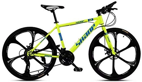 Mountain Bike : BECCYYLY Mountain bike Mountain Bike, 24 / 26 Inch Double Disc Brake, Adult MTB Country Gearshift Bicycle, Hardtail Mountain Bike with Adjustable Seat Carbon Steel Yellow 6 Cutter, bicycle