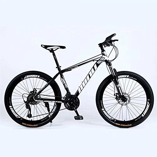 Mountain Bike : BECCYYLY Mountain bike Mountain Bike 24 / 26 Inch with Double Disc Brake, Adult MTB, Hardtail Bicycle with Adjustable Seat, Thickened Carbon Steel Frame, Black, Spoke Wheel, bicycle