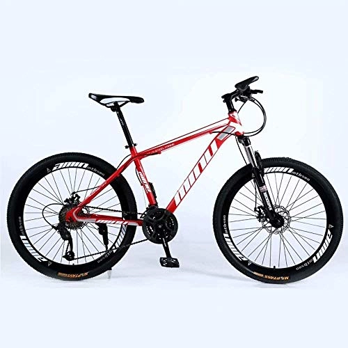 Mountain Bike : BECCYYLY Mountain bike Mountain Bike 24 / 26 Inch with Double Disc Brake, Adult MTB, Hardtail Bicycle with Adjustable Seat, Thickened Carbon Steel Frame, Red, Spoke Wheel bicycle