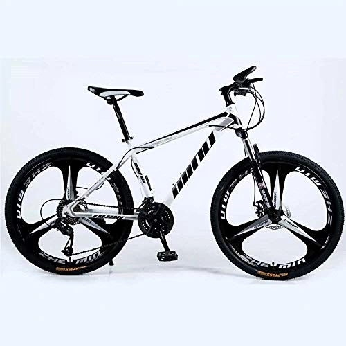Mountain Bike : BECCYYLY Mountain bike Mountain Bike 24 / 26 Inch with Double Disc Brake, Adult MTB, Hardtail Bicycle with Adjustable Seat, Thickened Carbon Steel Frame, White Black, 3 Cutters Wheel, bicycle