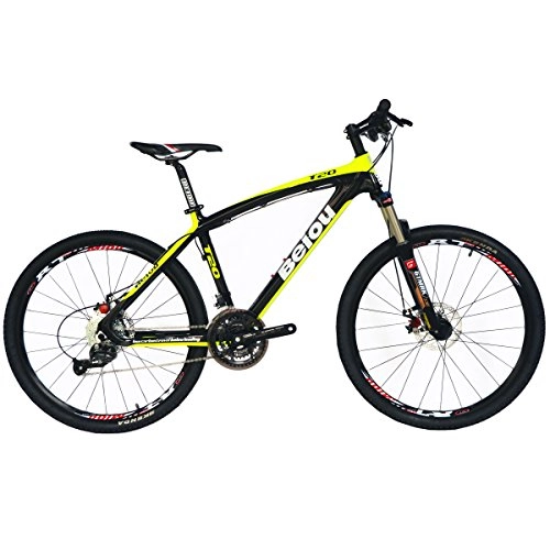 Mountain Bike : BEIOU Toray T700 Carbon Fiber Mountain Bike Complete Bicycle MTB 27 Speed 26-Inch Wheel SHIMANO 370 CB004 (Green, 17-Inch)
