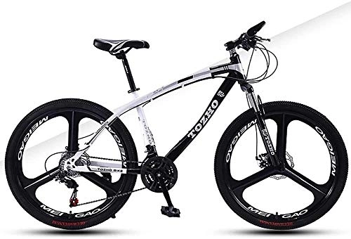 Mountain Bike : Bicycle, 24 Inch, Off-Road Dual Disc Brakes High Carbon Steel Frame High Hardness Young Cycling Students Adult Men And Women Suitable For Height 145-160Cm (Color : Black B)