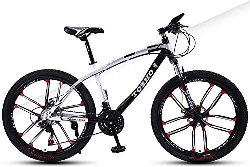 Mountain Bike : Bicycle, 24 Inch, Variable Speed Shock Absorption Off-Road Dual Disc Brakes High Carbon Steel Frame High Hardness Young Cycling Students Adult Men And Women Suitable For Height 145-160Cm