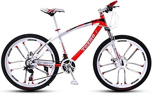 Mountain Bike : Bicycle, 24 Inches, Mountain Bike, Fork Suspension, Adult Bicycle, Boys And Girls Bicycle Variable Speed Shock Absorption High Carbon Steel Frame High Hardness Off-Road Dual Disc Brakes