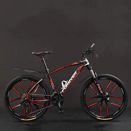 Mountain Bike : Bicycle, 26 inch 21 / 24 / 27 / 30 Speed Mountain Bikes, Hard Tail Mountain Bicycle, Lightweight Bicycle with Adjustable Seat, Double Disc Brake 6-6, Black Red, 30 Speed SHIYUE