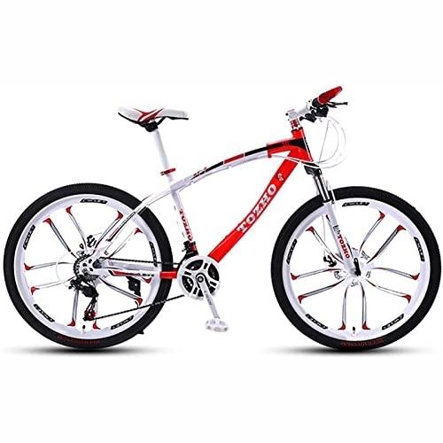 Mountain Bike : Bicycle 26 Inches Mountain Bike, Fork Suspension, Adult Bicycle, Boys and Girls Bicycle Variable Speed Shock Absorption High Carbon Steel Frame, Red, 21 speed
