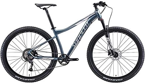 Mountain Bike : Bicycle 9 Speed Mountain Bikes, Aluminum Frame Men's Bicycle with Front Suspension, Unisex Hardtail Mountain Bike, All Terrain Mountain Bike, Blue, 27.5Inch (Color : Grey, Size : 27.5Inch)