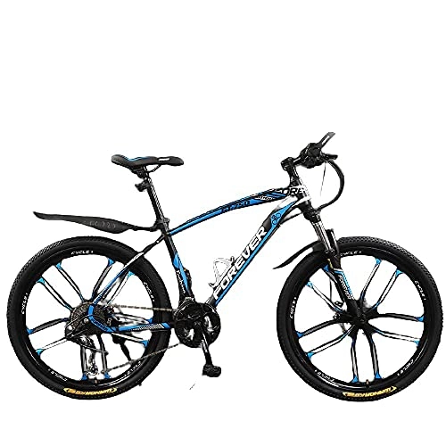 Mountain Bike : Bicycle, Boys And Girls, Strong Shock Shock Speed, Mountain Off-Road Vehicle-Ten Knife Wheel Black Blue_26 Inch 21 Speed，Mountain Bike