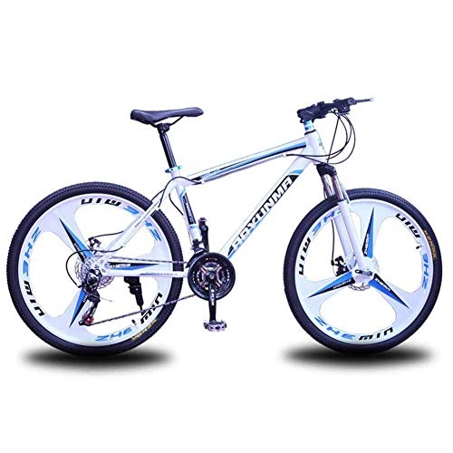 Mountain Bike : Bicycle Mens' Mountain Bike, 24 Speed Steel Frame 26 Inches 3-Spoke Wheels, Fully Adjustable Front Suspension Forks Bicycle Disc Brakes, White, 21speed