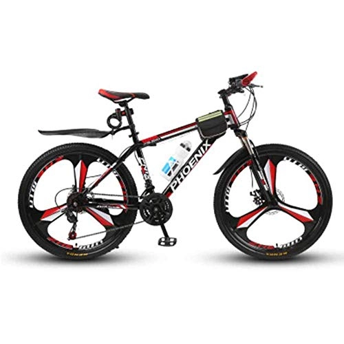 Mountain Bike : Bicycle Mens' Mountain Bike, 3-Spoke Wheels Dual 17" Inch Steel Frame, 21 Speed Fully Adjustable, Shock Unit Front Suspension Forks, Black, 27speed