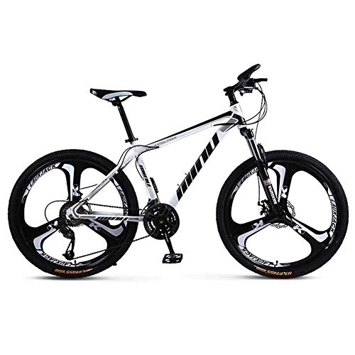 Mountain Bike : Bicycle Mens' Mountain Bike, High-carbon Steel 30 Speed Steel Frame 24 Inches 3-Spoke Wheels, Fully Adjustable Front Suspension Forks, White, 27speed