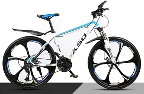 Mountain Bike : Bicycle, Mountain Bike High-Carbon Steel 26 Inches Spoke Wheel Dual Suspension, Mens MTB (Color : White blue, Size : 27 speed)