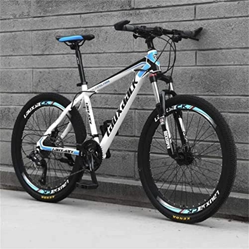 Mountain Bike : Bicycle, Mountain Bike Steel Frame 26 Inch Double Disc Brake City Road Bicycle For Adults (Color : White black, Size : 27 speed)