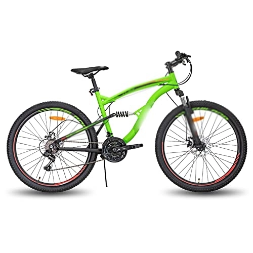 Mountain Bike : Bicycles for Adults 26 Inch Steel Frame MTB 21 Speed Mountain Bike Bicycle Double Disc Brake (Color : Green, Size : 26 inch)