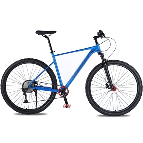 Mountain Bike : Bicycles for Adults Frame Aluminum Alloy Mountain Bike Bicycle Double Oil Brake Front; Rear Quick Release Lmitation Carbon (Color : Blue)