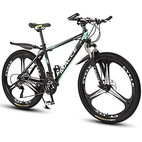 Mountain Bike : Bicycles, Mountain Bikes, 24 Inch / 26 Inch 21 / 24 / 27 Speed Bicycles, Male And Female Student Variable Speed Bicycles, 3-blade Integrated Wheel (Color : Green, Size : 24 inches)