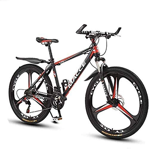 Mountain Bike : Bicycles, Mountain Bikes, 24 Inch / 26 Inch 21 / 24 / 27 Speed Bicycles, Male And Female Student Variable Speed Bicycles, 3-blade Integrated Wheel (Color : Red, Size : 24 inches)