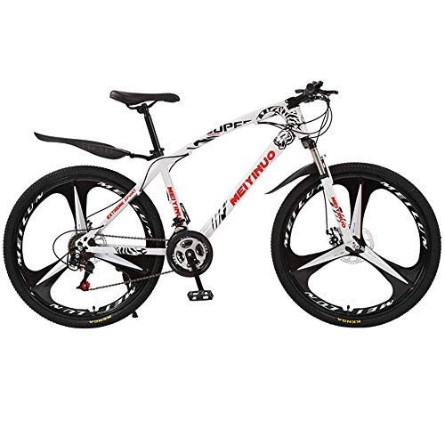 Mountain Bike : Bike Bike Bicycle Outdoor Cycling Fitness Portable Mountain Bike Bicycle for Adult, Mountain Bike for Teens of Adults Men and Women, High-Carbon Steel Frame, All Terrain Hardtail Mountain Bikes, White,