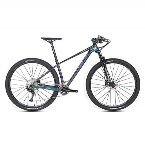Mountain Bike : BIKERISK Mountain Bike 27.5 / 29'' carbon fiber Bicycle with Dual Disc Brake, 22 / 33 Speeds Derailleur, Designed Cool Frame, Adjustable Seat, Black, 33speed, 27.5×17