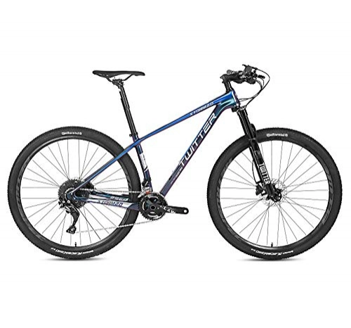 Mountain Bike : BIKERISK Mountain Bike 27.5 / 29 inches Hybrid Bicycle Carbon fiber bicycle with 22 / 33 Speed Derailleur, 15 / 17 / 19 inches Frame, Adjustable Seat, Quick Release Racing, Blue, 22speed, 27.5×15