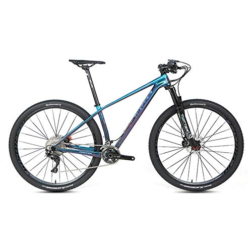 Mountain Bike : BIKERISK Mountain Bike, Featuring 15 / 17 / 19-Inch / High-Tensile carbon fiber Frame, 22 / 33-Speed Drivetrain, Mechanical Disc Brakes, and 27.5 / 29-Inch Wheels blue, 33speed, 27.5×15
