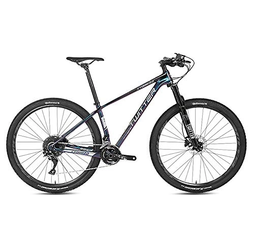 Mountain Bike : BIKERISK Mountain Bike with Front Suspension, Featuring 15 / 17 / 19-Inch Carbon fiber Frame and 22 / 33-Speed Drivetrain with 27.5 / 29-Inch Wheels and Mechanical Disc Brakes, Black, 22speed, 29×17