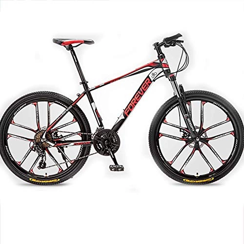 Mountain Bike : BNMKL Mountain Bike 24 / 27 Speed, 24 / 26 / 27.2 Inch Shock Absorption Mountain Bicycle, High-Carbon Steel Frame MTB for Men / Women, Black Red, 27.5In 24Speed