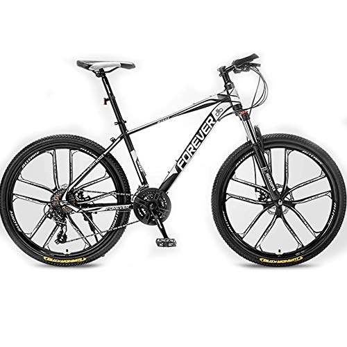 Mountain Bike : BNMKL Mountain Bike 24 / 27 Speed, 24 / 26 / 27.2 Inch Shock Absorption Mountain Bicycle, High-Carbon Steel Frame MTB for Men / Women, Black White, 26In 27Speed