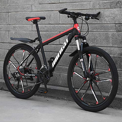 Mountain Bike : BREEZE 26 Inch Mountain Bike Bicycle Adult Student Outdoors Hardtail Mountain Bikes Cycling Road Bikes Exercise Bikes, black red, 21 speed