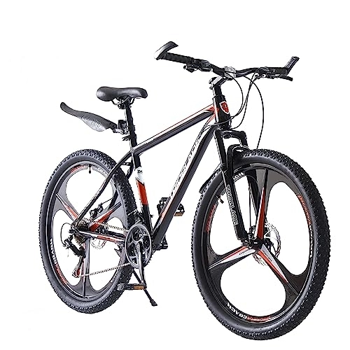Mountain Bike : BSTSEL 27.5 Inch Mountain Bike 3 Spoke Wheels Bicycle 17.5 Inch Aluminum Frame Mountain Bicycle Shimano 21 Speeds with Dual Disc-Brake Suitable For Men And Women Over The Age Of 16 (Black & Red)