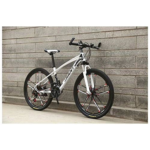 Mountain Bike : BXU-BG Outdoor sports 26'' HighCarbon Steel Mountain Bike with 17'' Frame Dual DiscBrake 2130 Speeds, Multiple Colors (Color : White, Size : 27 Speed)