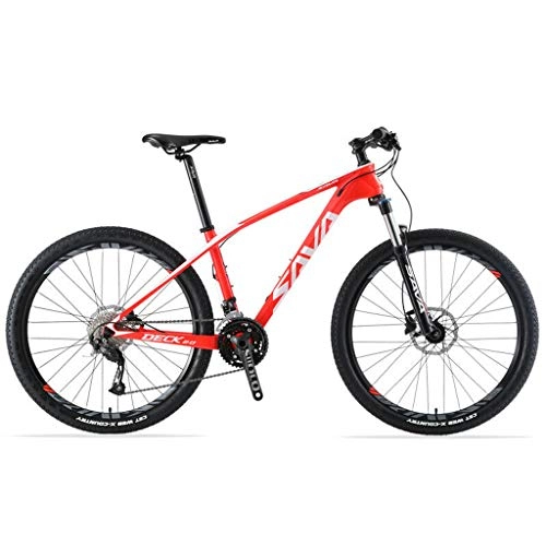 Mountain Bike : Carbon Fiber Mountain Bike, DECK2.0 MTB 26" / 27.5" / 29" Complete Hard Tail Mountain Bicycle 27 Speed with M2000 Group Set, Red, 27.5 inches